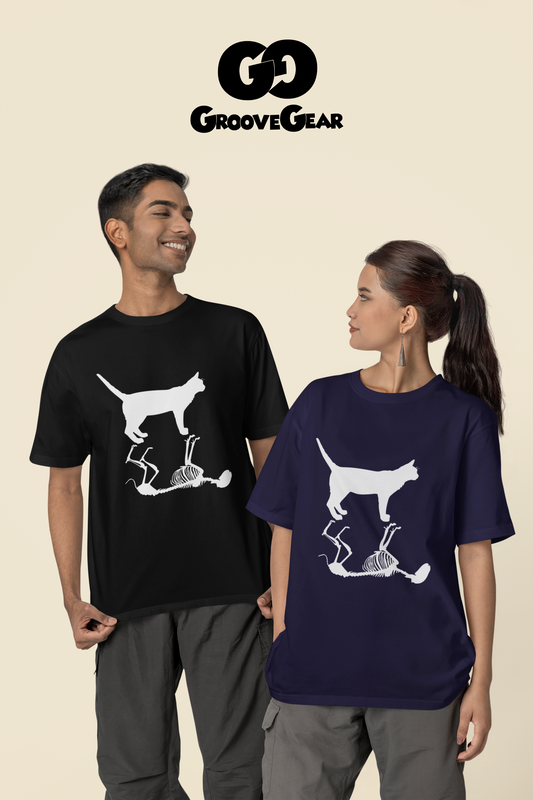 Embrace the Mystery: Schrödinger's Cat Paradox Unisex Oversized T-Shirt